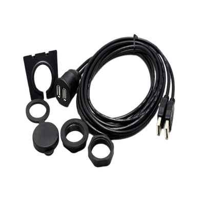 防水USB2.0二重USBポート ケーブル車のオートバイのための1メートル