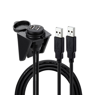 防水USB2.0二重USBポート ケーブル車のオートバイのための1メートル